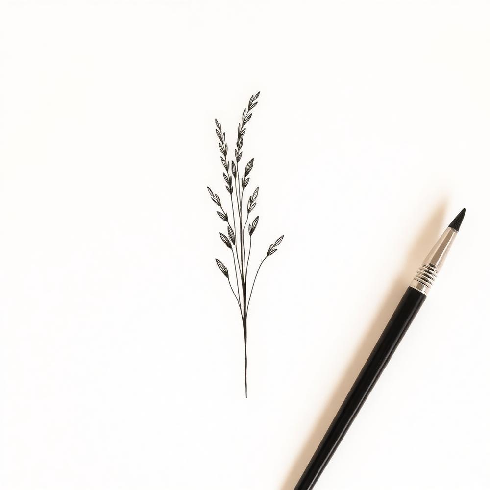 Szkic flash — wiązka traw w stylu fine line